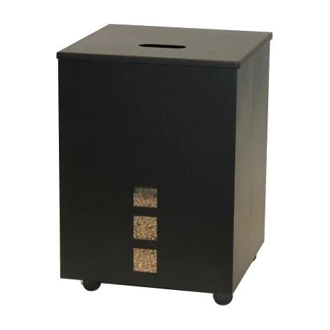 Panier à bois noir sur roulettes – Structure en acier laqué – Convient pour bûches et pellets – Rangement compact et accessible – Lienbacher