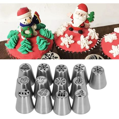 13 douilles à pâtisserie en acier inoxydable pour décorer vos gâteaux et cupcakes en forme de fleurs de Noël. (1/5)