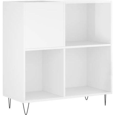 Armadio per dischi moderno pratico portaoggetti 84,5 x 38 x 89 cm stile industriale in legno multistrato bianco lucido 020049169