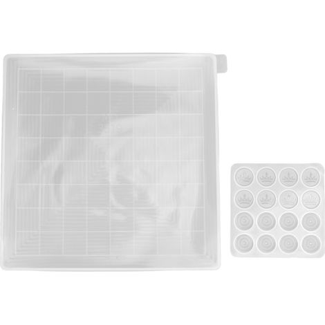 2Pcs Chess Molds Transparent DIY Epoxy Resin Drop Glue Silicone Casting Checkers Board Set (1/5)