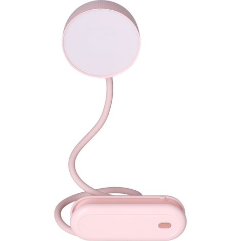 Lampe de bureau LED avec col de cygne, veilleuse, 3 couleurs, intensité variable, pliable, protection des yeux, chargement USB, rose (1/5)