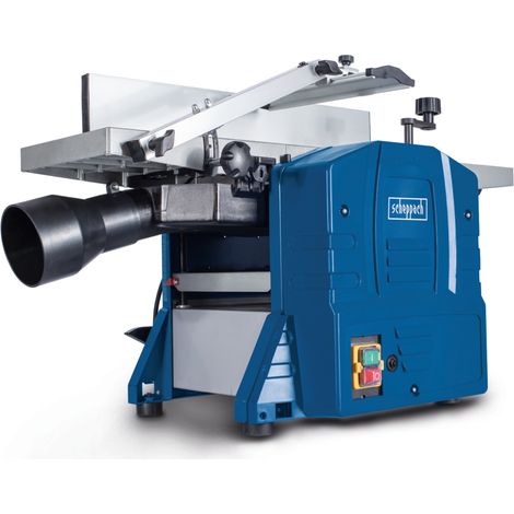 Scheppach Dégauchisseuse et raboteuse HMS860 – 1500 W – 2 fers en acier rapide – Largeur de rabotage 204 mm – Hauteur de passage 120 mm – Régime de l'arbre 9000 min-1 (1/5)