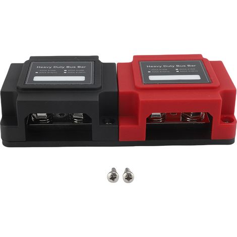 DC48V 400A Marine Heavy Duty Bloc de Distribution d'énergie Module Conception Bus Bar Box M8 5/16in Goujons avec Couvercle pour Automobile RV Bateau Rouge + Noir. (1/2)