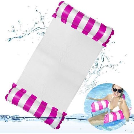 Matelas gonflable Flottant Hamac 4-en-1 inclinable pour piscine - Rose (1/4)