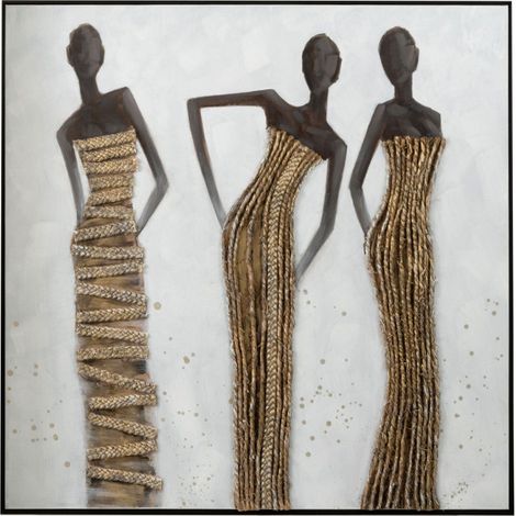 Tableau Peinture Déco "3 Femmes Africaines" 120cm Multicolore (1/5)