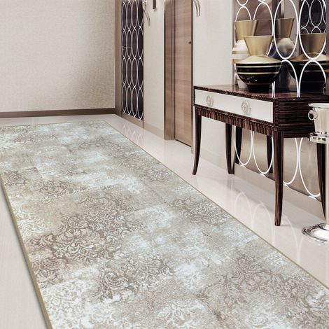 Karat – Tapis de couloir antidérapant 80 x 200 cm – Tapis tufté en polyamide – Dossier gel pour excellente adhérence – Design vintage élégant (1/5)