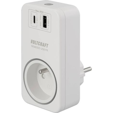 Compteur de coûts d'énergie VOLTCRAFT SEM6503 FR Interface USB, prise télécommandable, Export de données, fonction enre (1/4)