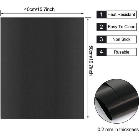 Tapis De Cuisson - 50x40 cm - Anti-Adhérent Réutilisable - Pour Barbecue Charbon/Gaz/Électrique Et Four - 5 Pièces (1/3)