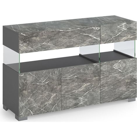 Madia moderna effetto marmo con vetro Made in Italy Wander Marble 3A