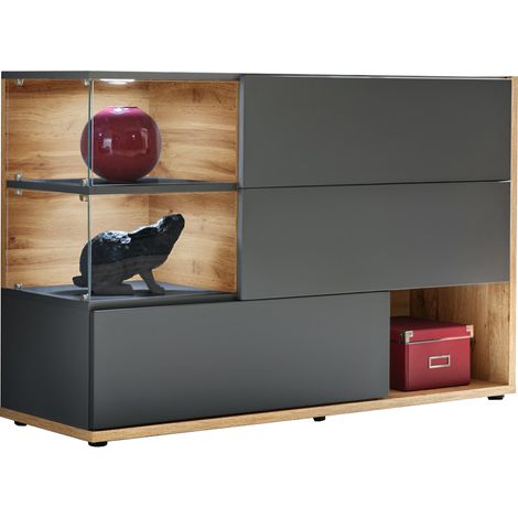 Sideboard 120cm, anthrazit mit Eiche, SAPRI-164 (1/5)