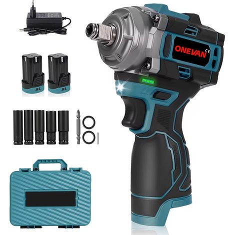 Clé à chocs sans fil 500 N·m Brushless 3 en 1 – Perceuse, visseuse et dévisseuse, 2 batteries Li-Ion incluses, coffret de rangement robuste
