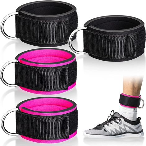 Ankle Straps - Adjustable Padded Cuff Attachments for Cable Machines - Gym Leg and Arm Exercises - 4 Pieces (1/5)