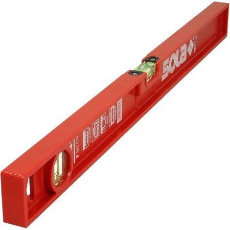 Niveau à bulle d'air PF 60 – Plastique ABS rouge – Longueur 600mm – Résistant à l'abrasion – Pour mesures précises – Sola