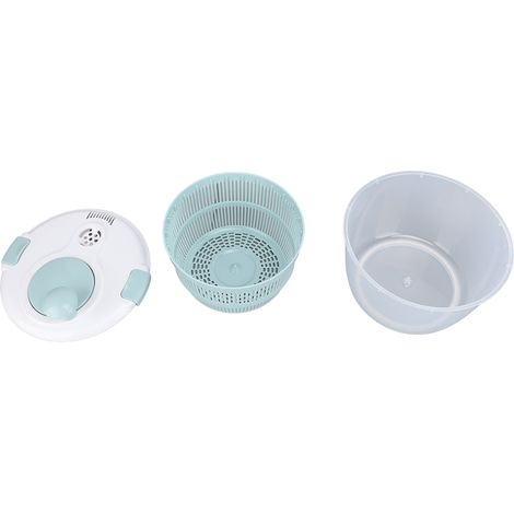 Essoreuse à salade 5L en PP bleu avec panier égouttoir et couvercle, séchage rapide des légumes et fruits par rotation manuelle pour cuisine (1/4)