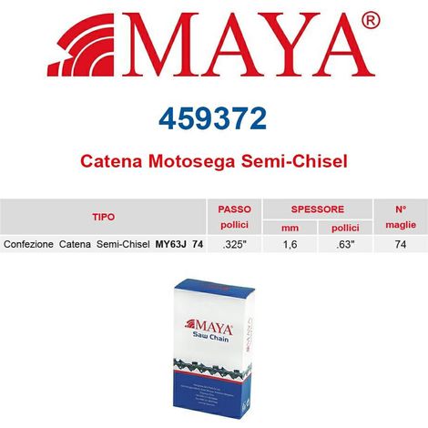 Catena confezionata .325&quot 1.6 mm - .063&quot 74 maglie senza antirimbalzo profilo Semi tondo -  459372