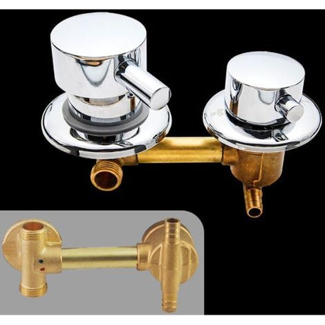 Two-way thermostatic mixer shower tap, made of brass, 10 cm center distance (1/4)