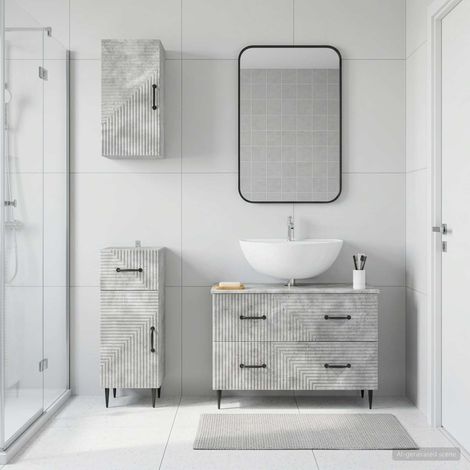 Beyamis Ensemble de meubles de salle de bain 3 pièces , gris béton (1/5)