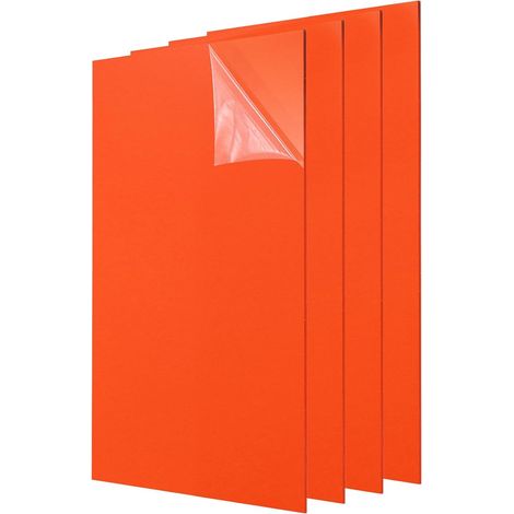 4Pcs Feuilles Acryliques 12x6 Pouces Panneau Acrylique 1/8 Pouce-3mm Planche Plastique Pour Cadres Photos Porte-Signatures Projets DIY Affichage Artisanat, Orange (1/5)