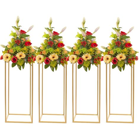 Soporte para macetas, construcción de hierro resistente, diseño moderno y elegante, color dorado. (1/2)