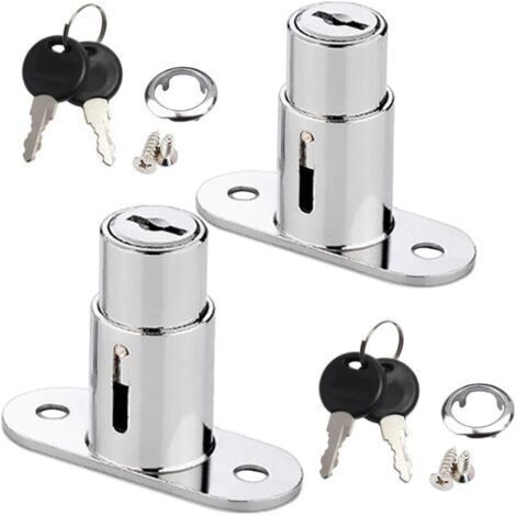 Cerradura para cajones, cerradura de pistón, cerradura para puertas correderas, cerradura de botón para archivadores, cerraduras para puertas correderas (plateadas) (1/5)