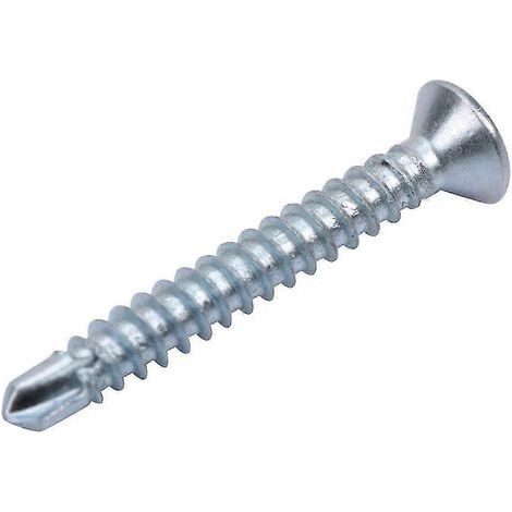 Vis autotaraudeuses M4.2 à tête plate pour métal, vis à queue de perçage, jeu de boulons pour fixation de tôle (m4.232 (50 pièces)) (1/4)