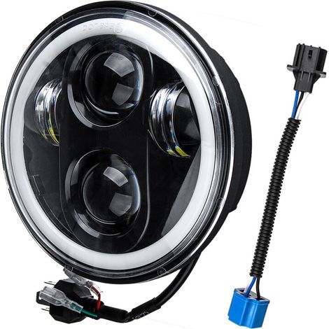 Round LED Halo DRL Headlight Headlamp For Harley Davidson Dyna (1/5)