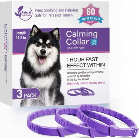 New pet calming collars for cats and dogs - 3-pack, purple for dogs (1/3)