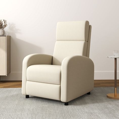 Poltrona relax reclinabile con poggiapiedi, 86 x 64 x 102 cm, bianco crema DESVIAE (1/5)