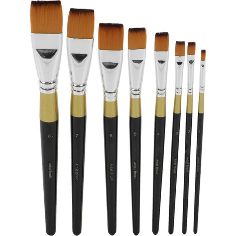 8Pcs Paint Brushes Set Ergonomic Handle Soft Bristles Waterproof Black Gold Soft Bristles for Art School Home (1/5)