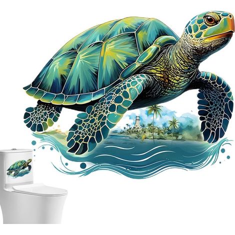 Autocollants Pour Abattant WC – Stickers Salle De Bain Tortue De Mer Autocollants, Imperméables & Amovibles  Décor Couvercle Toilette En PVC, Multi-Surfaces Murales Et Portes