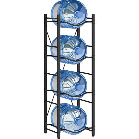 Support à bonbonnes d'eau à 4 niveaux – Range-bouteilles pour cuisine ou salle à manger – Noir