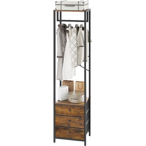 Garment Rack with Hanging Rod and Non-woven Drawer, Freestanding Tall Closet Organizer, Industrial Coat Rack for Hallway, Bedroom & Living Room Storage (1/5)