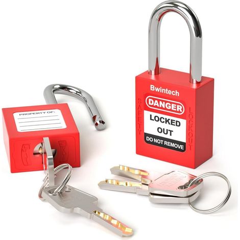 Sicherheitsvorhängeschloss 38mm gleichschließend rot für Lockout Tagout Stationen 2 Stück