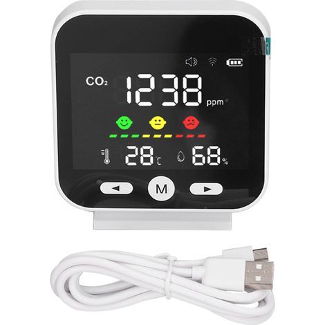 Moniteur intelligent blanc de qualité de l'air, écran LCD, WIFI, détecteur de température et d'humidité de CO2, pour Tuya (1/5)