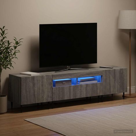 vidaXL 3 Piece LED TV Cabinet Grey Sonoma Engineered Wood (1/5)