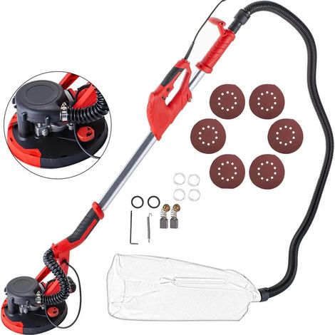 Ponceuse girafe 750W pour murs et plafonds, ponceuse pour enduit avec aspiration poussière, outil de ponçage télescopique, vitesse 800–1750 tr/min, disque 225mm