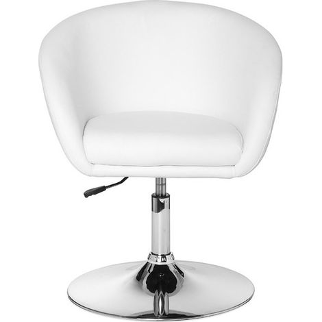 Design Relaxsessel mit Kunstleder in weiß, Clubsessel drehbar B/H/T ca. 62/84/55cm (1/5)