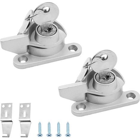 (Silver color) Set of 2 zinc alloy kitchen cabinet handles for security windows, sash jammer windows, security lock with key, door handle (1/5)