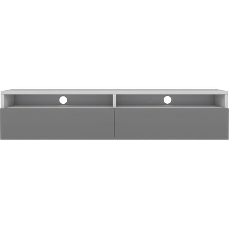Selsey - REDNAW - Meuble TV - 140 cm - blanc mat / gris brillant - scandinave - moderne (1/4)