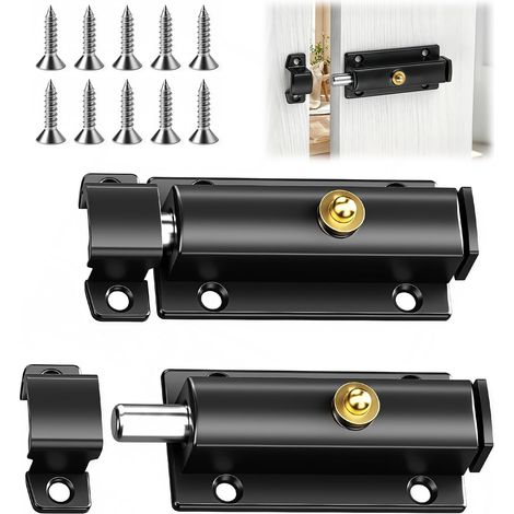 2 Pcs Pênes Porte Intérieurs Automatiques Petits avec Vis Pênes à Ressort Pênes Serrure Coulissante en Acier Inoxydable Serrures à Pêne Portail Jardin Pênes Poussoirs pour Placard, Portes en Bois (1/5)