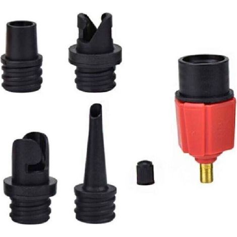 Adaptador de válvula de compresor para bomba de inflado, adaptador de válvula de inflado con 4 boquillas para colchones inflables, boyas/piscinas, camas/sofás inflables, barcos, kayaks, tablas de padd (1/4)