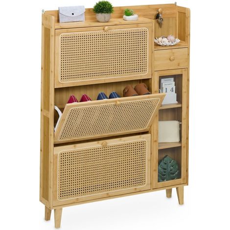 Rattan schuhschrank mit stauraum platzsparendes design