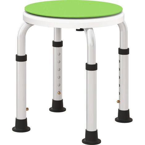 Tabouret de douche siège de douche antidérapant tabouret de bain hauteur réglable pivotant à 360° en aluminium (1/5)
