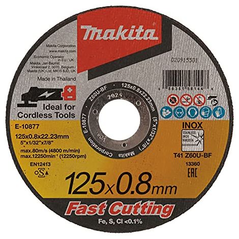 25 x Disque à Tronçonner Inox 125x0,8mm Boite Plastique MAKITA E-10877-25
