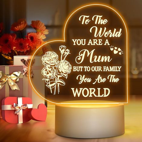 Cadeau Maman, Lampe Nuit Anniversaire Mère, Idée Cadeau Noël Maman, Cadeau Fête des Mères (1/4)
