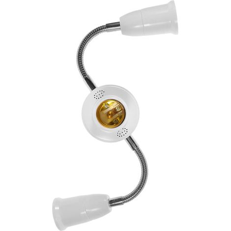 Adaptateur de Lumière Flexible E27 Blanc en Plastique avec Rallonge Flexible et Triple Sortie, Installation Facile pour Bureau et Maison (1/5)