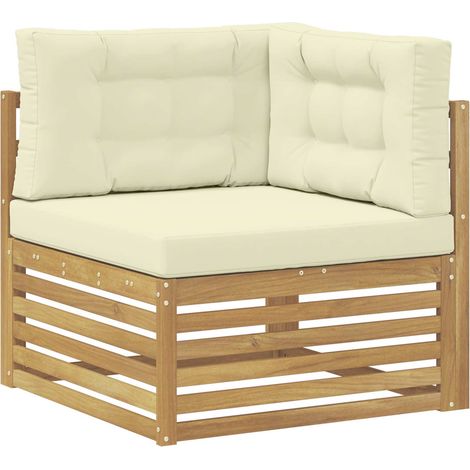 Canapé d'angle extérieur Bois d'Acacia Massif Blanc vidaXL