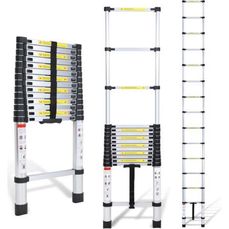 royaluxe- 4.7M Échelle Télescopique , Echelle Pliante, Escabeau Télescopique en Aluminium, Échelle Pliable avec Travail, Charge 150kg (1/5)