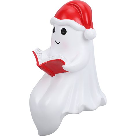 Eosnow Mignon fantôme lecture livre veilleuse résine LED à piles lampe de bureau avec chapeau de noël pour chambre chevet vacances décor L