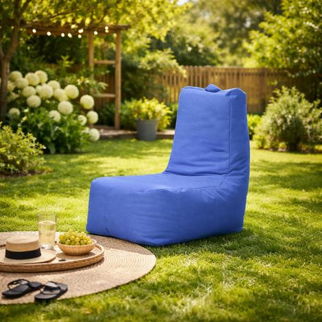 Pouf extérieur à dossier haut bleu ARTA (1/4)